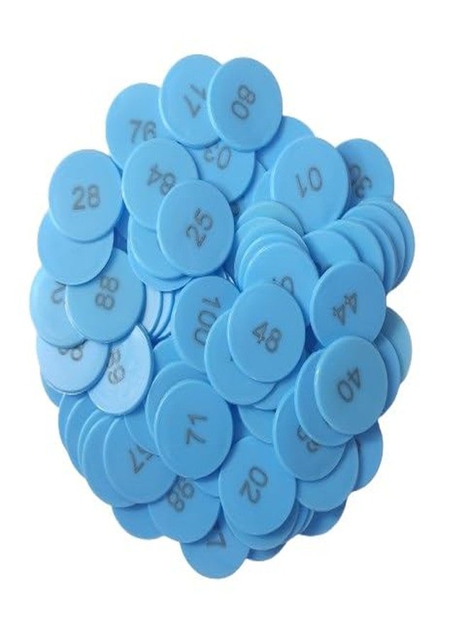 موريل عملة معدنية دائرية الشكل من البلاستيك تحمل أرقامًا بارزة من 1 إلى 100 (31 مم) للاستخدام في المتاجر، وألعاب الطاولة، والمنازل، والمدارس، وما إلى ذلك (لون أزرق). - Image 1